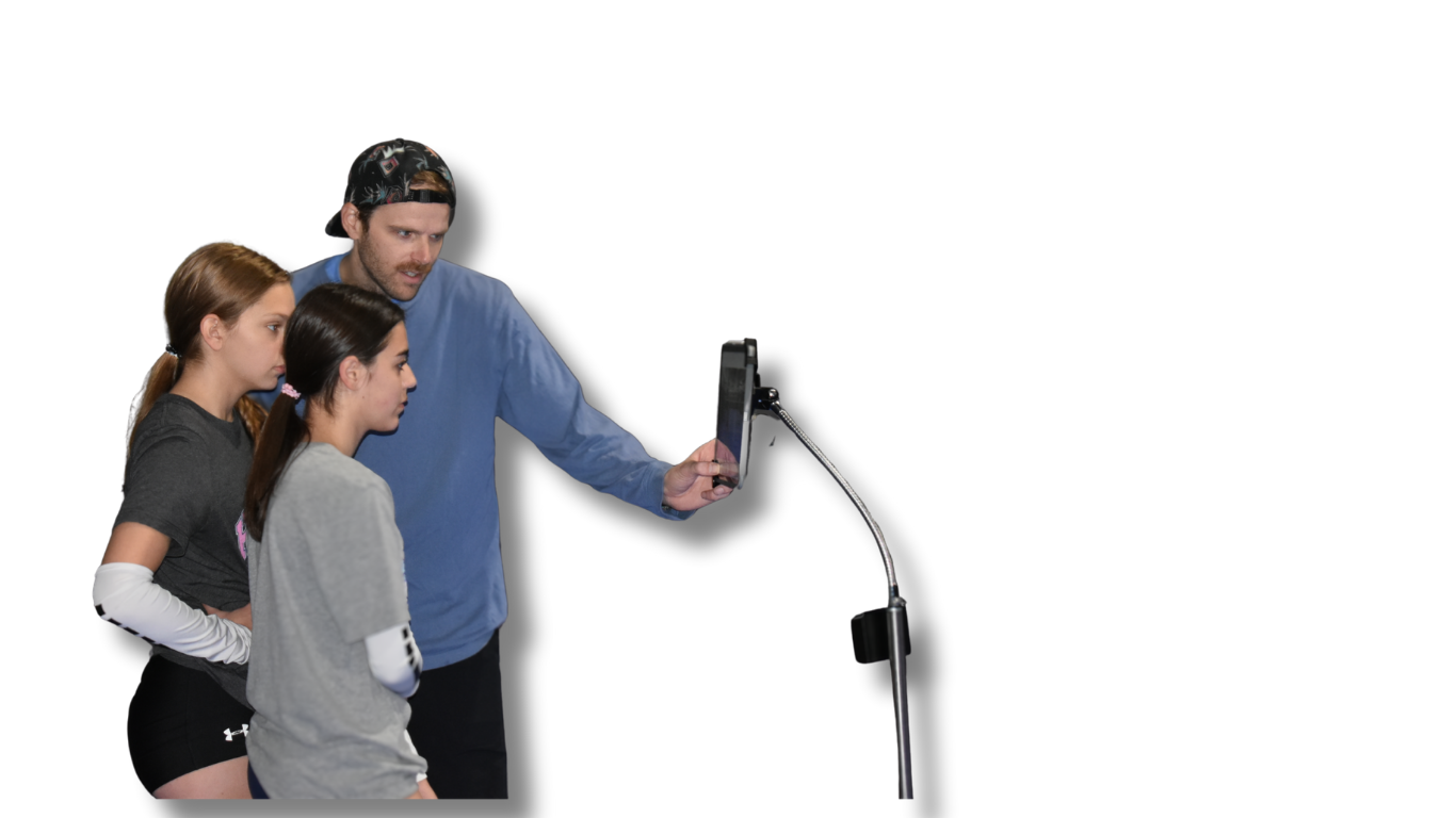 Coach showing feedback on screen